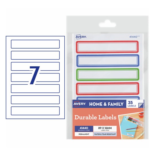 Avery Durable Labels 41440 Content: 35 Labels / 5 Sheets