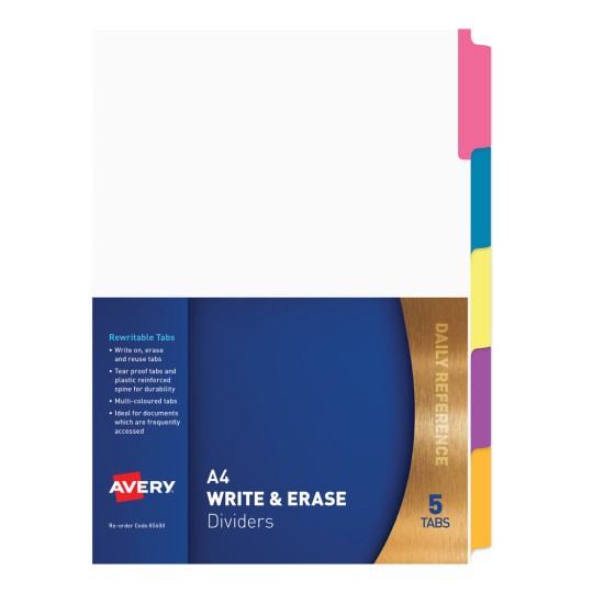 Write & Erase Dividers, 5 Tabs 85600