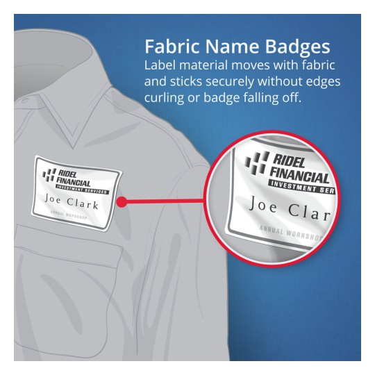 Avery L7427 Fabric Print & Divide Name Badges Labels for Laser Printers 88  x 52mm 150 Labels