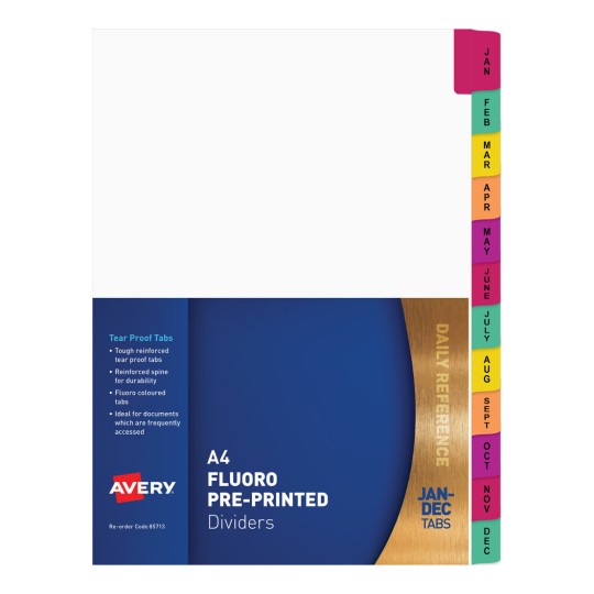 Pre-printed Dividers, Jan-Dec Tabs 85713