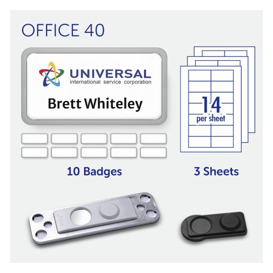 badgepoint Office 40 Name Badge, Steel Coated Frame with Extra Strong Magnetic Fastener BP99144