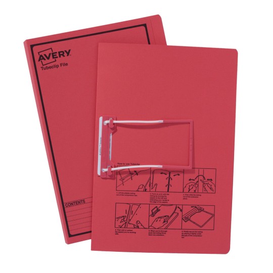 Red Tubeclip File with Black Print 84412