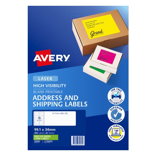 Fluoro Green High Visibility Shipping Labels 35932