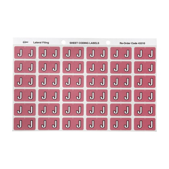 J Side Tab Colour Coding Labels 43310