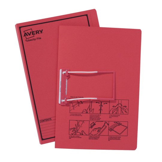 Red Tubeclip File with Black Print 88412