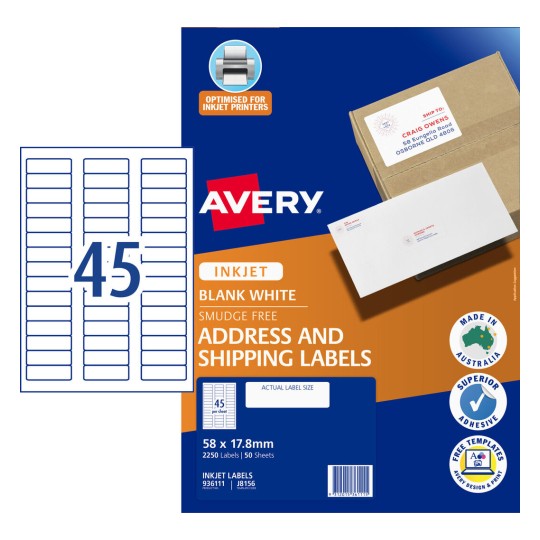 Quick Peel Address Labels with Sure Feed 936111 Content: 2250 Labels / 50 Sheets