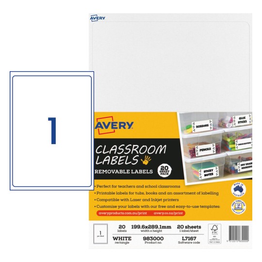 Classroom Labels 983000 Content: 20 Labels / 20 Sheets