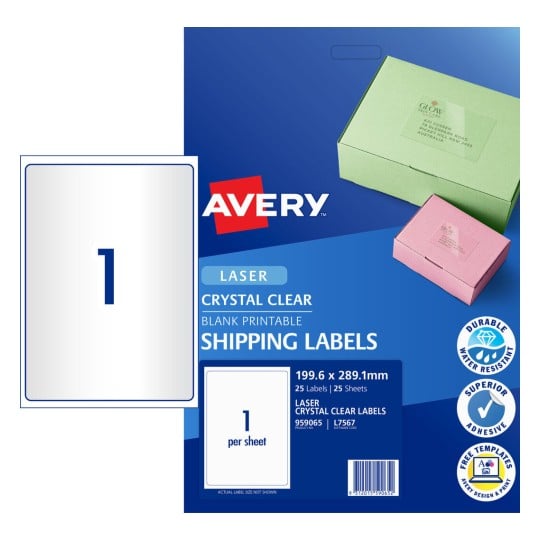 Crystal Clear Shipping Labels 959065 Content: 25 Labels / 25 Sheets