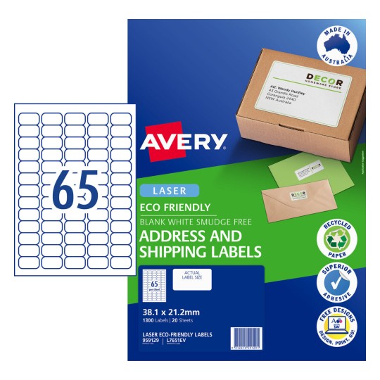 Eco Friendly Labels 959129 Content: 1300 Labels / 20 Sheets