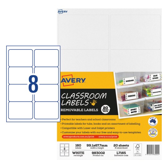 Classroom Labels 983002 Content: 160 Labels / 20 Sheets