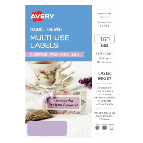 Lavender Purple Coloured Labels 393200