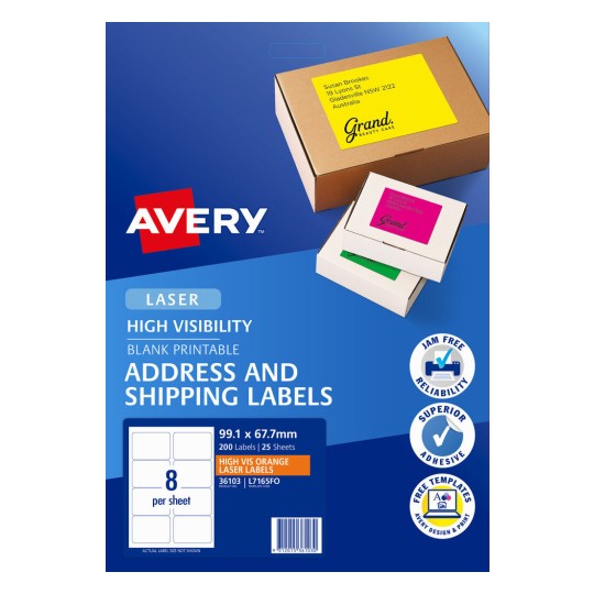 Fluoro Orange High Visibility Shipping Labels 36103