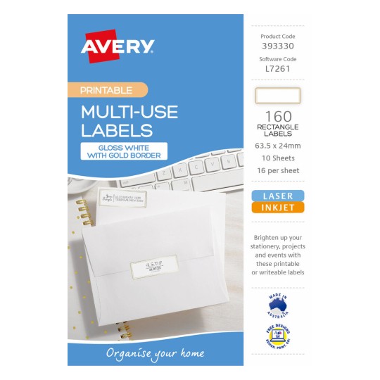 Multi-Use Labels With Gold Border 393330