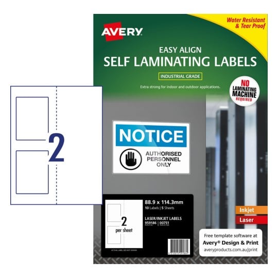 Self Laminating Labels 959186 Content: 10 Labels / 5 Sheets
