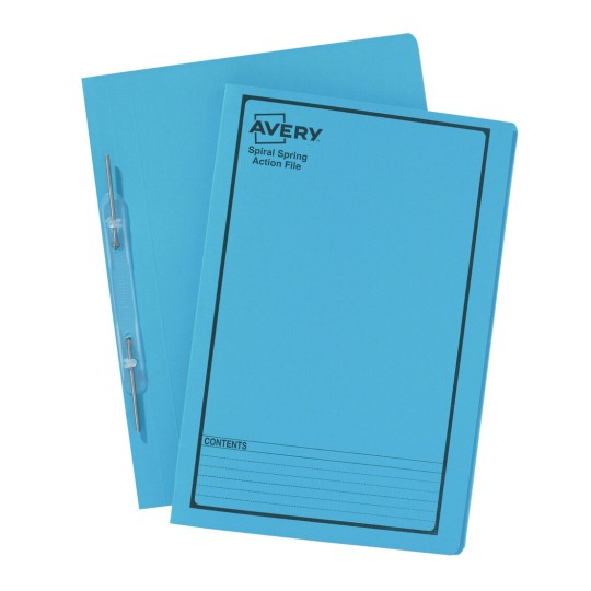 Blue Spiral Spring Action File with Black Print 88545