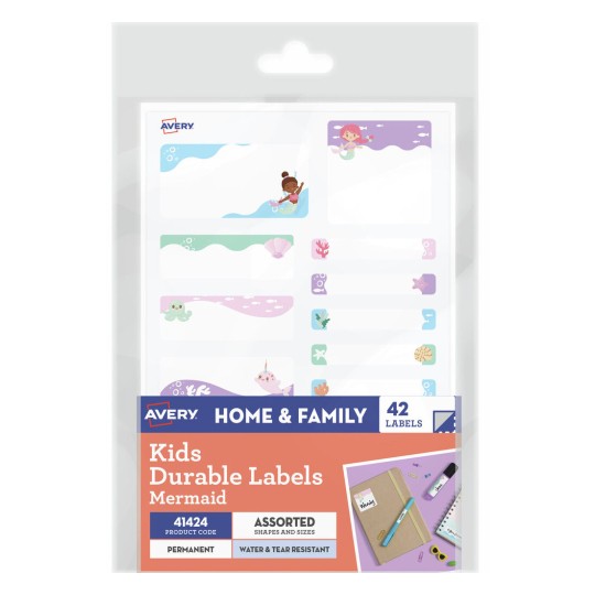 Avery Kids Durable Labels "Mermaid" 41424