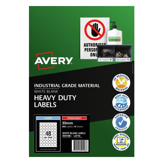 White Heavy Duty Labels 959198