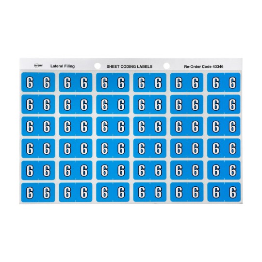 6 Side Tab Colour Coding Labels 43346