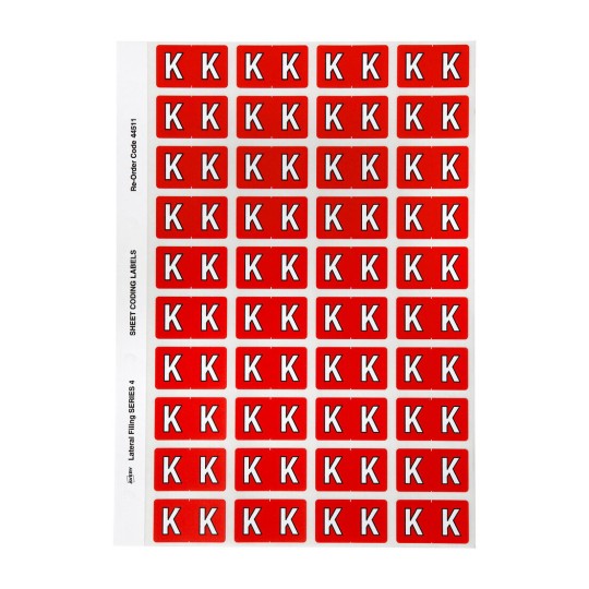 K Side Tab Colour Coding Labels 44511