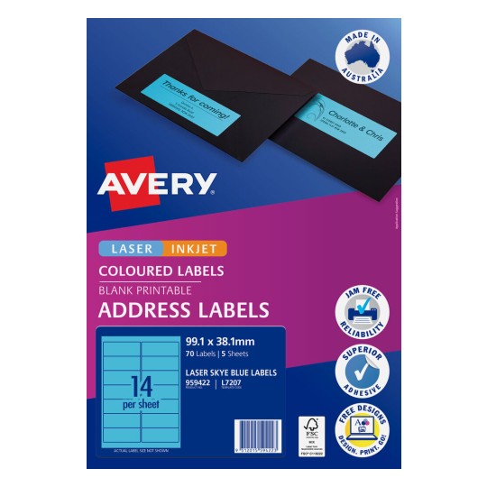 Avery Skye Blue Coloured Labels | 959422 | Avery Australia