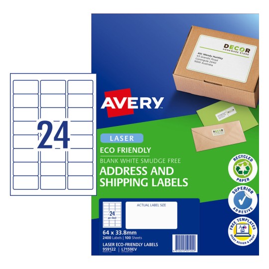 Eco Friendly Labels 959122 Content: 2400 Labels / 100 Sheets