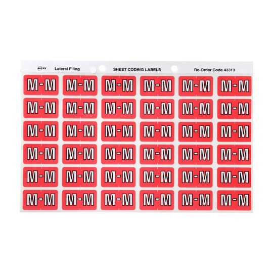 M Side Tab Colour Coding Labels 43313