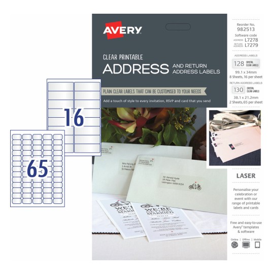 Clear Address labels Kit 982513 Content: 258 Labels