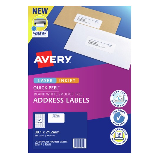 Quick Peel Address Labels with Sure Feed 959419