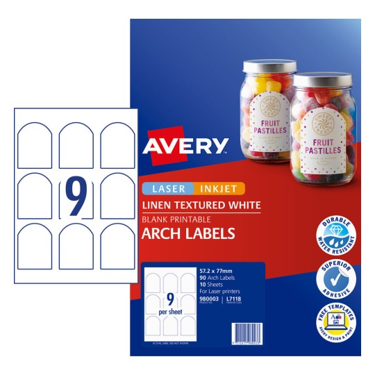 Textured Arched Labels 980003 Content: 90 Labels / 10 Sheets