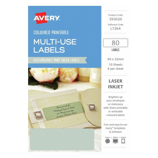 Mint Green Coloured Labels 393020