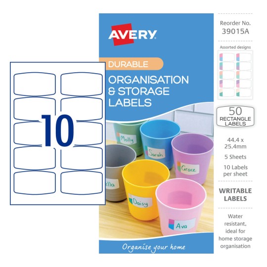 Organisation & Storage Labels 39015A Content: 50 Labels / 5 Sheets