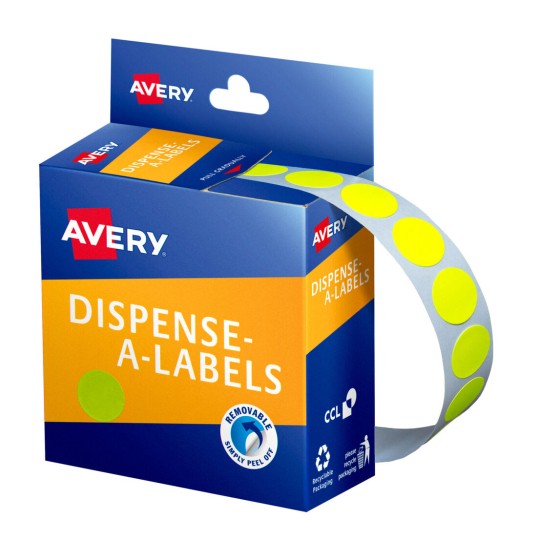Fluoro Yellow Dispenser Dot Stickers 937294