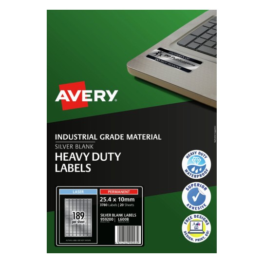 Silver Heavy Duty Labels 959200