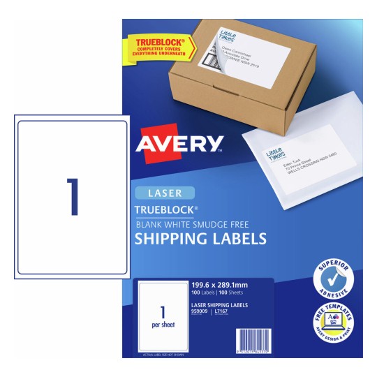 Shipping Labels with Trueblock 959009 Content: 100 Labels / 100 Sheets