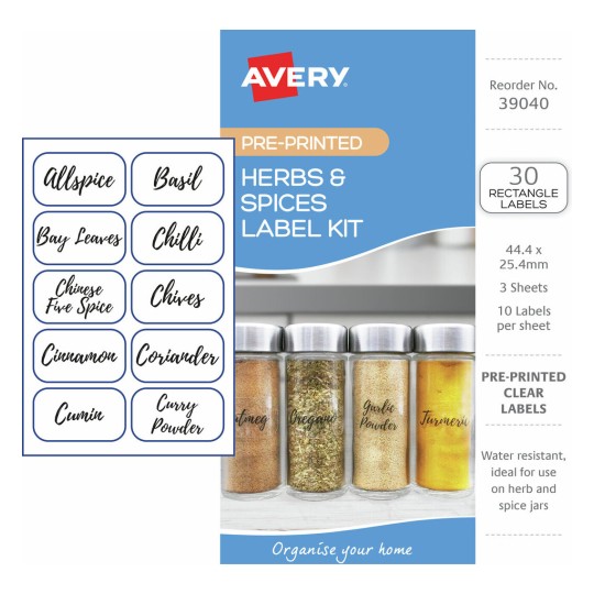 Herb & Spices Label Kit 39040 Content: 30 Labels / 3 Sheets