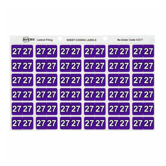 27 Side Tab Colour Coding Labels 43377
