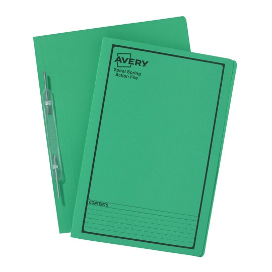 Green Spiral Spring Action File with Black Print 88546