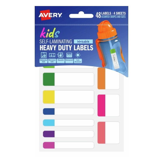 Avery 40700 White No Iron Fabric Clothing Writeable Labels 45 Shapes and  Sizes for sale online