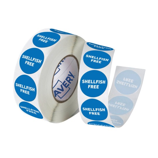'Shellfish Free' Allergy Label 937399