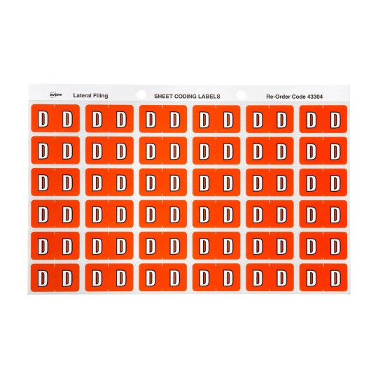 D Side Tab Colour Coding Labels 43304