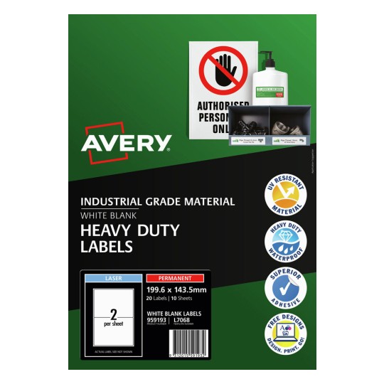 White Heavy Duty Labels 959193
