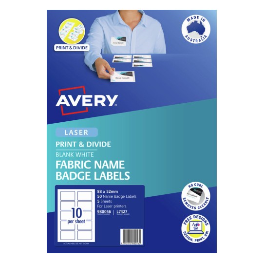 Fabric Print & Divide Name Badge Labels 980056