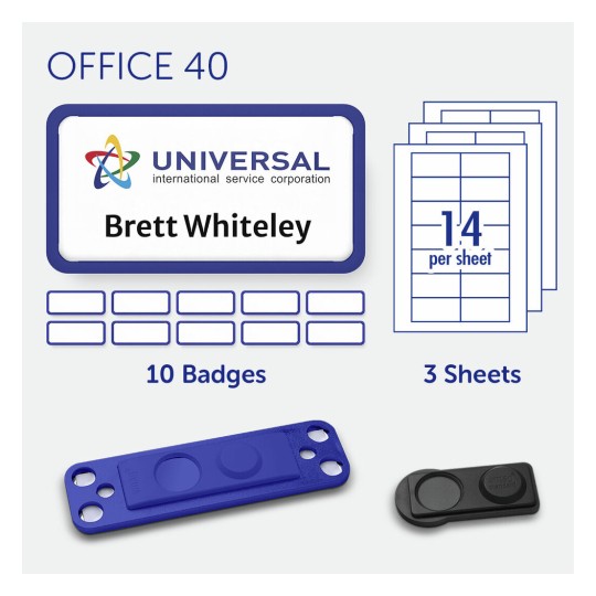 badgepoint Office 40 Name Badge, Blue Frame with Extra Strong Magnetic Fastener BP99145