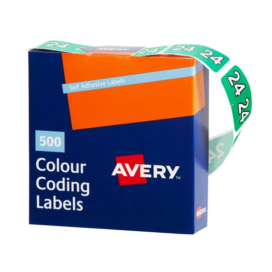 24 Side Tab Colour Coding Roll Labels 43274