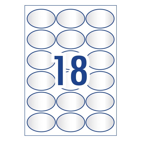 18up 63.5 x 42.3 mm Oval Clear - Die Line