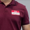 Name Badge Label on Mens Red shirt with name