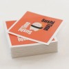 Square custom printed stickers in a pile