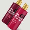 Clear Stickers on red shampoo and conditioner bottles