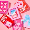 Valentines Day Cards on bright red and pick background