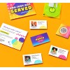 Mix of different cards on a bright yellow background